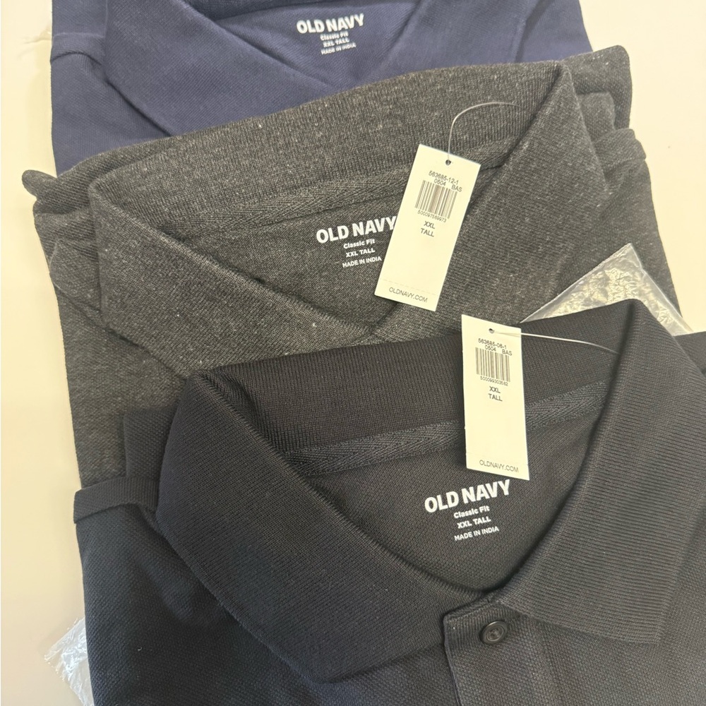 Black 
Navy  
Charcoal 
Short sleeve polo shirts